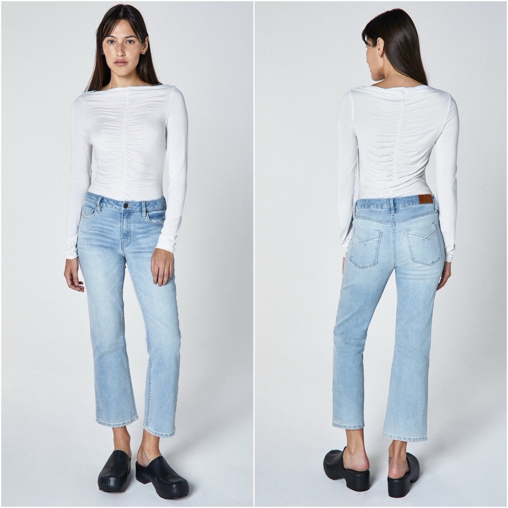 Unpublished Margaux Mid-Rise Cropped Demi Flare Jeans Solo Wash Sz 30 NWT